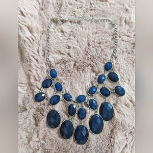 Chunky blue bib necklace